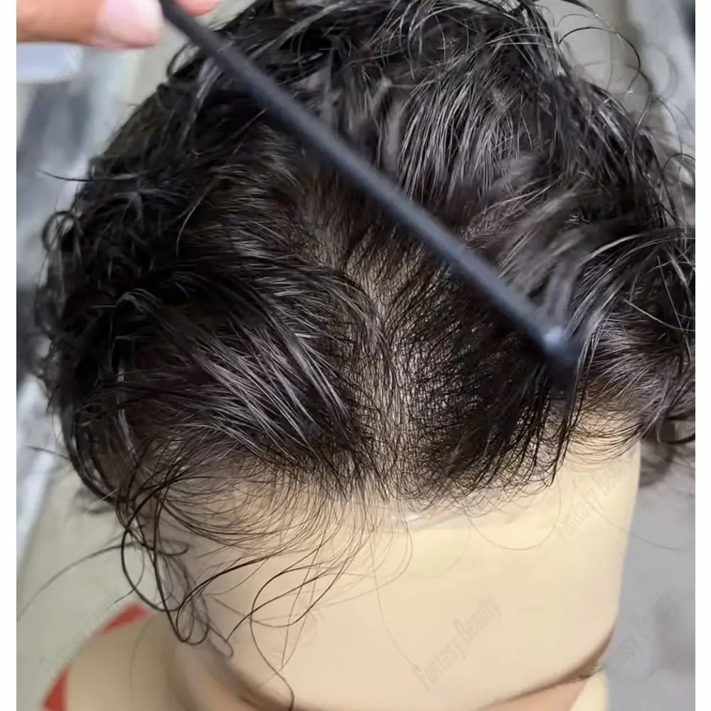 80% Density 0.02mm Ultra Thin Skin Toupee Blonde Human Hair Undetectable Skin