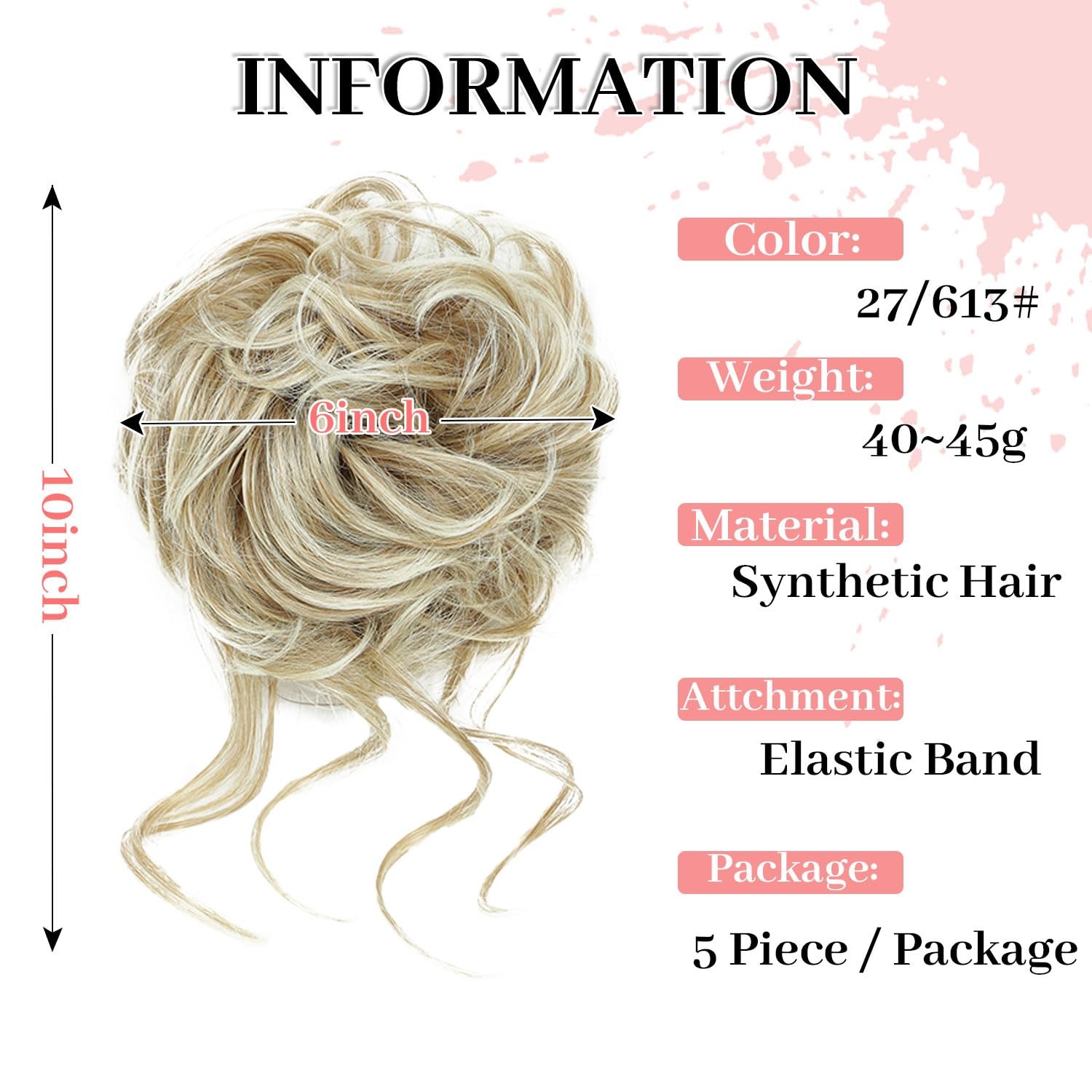 5 PCS Messy Bun Hair Piece for Women Scrunchies Ponytail Extension with Elast…