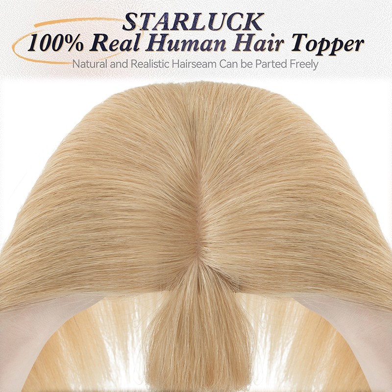 100% Remy Human Hair Women’s Topper Clip In Hairpiece Lace Base Hand tied Toupee