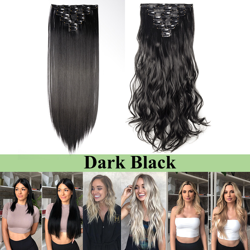 Clip in Full Head Set 8pcs Hair Extension Long Thick Natural Hairpiece For Women