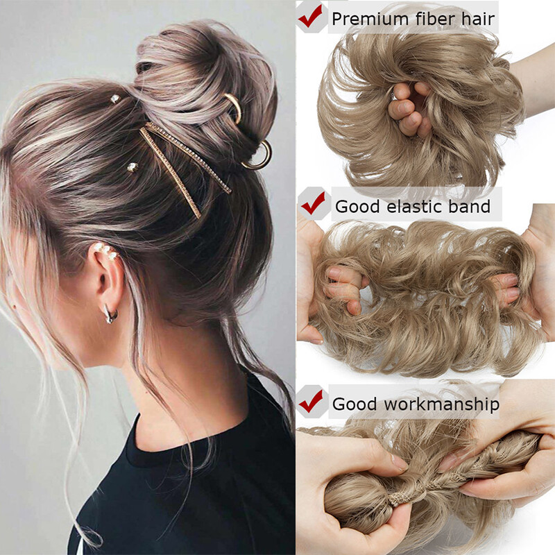 Curly Messy Hair Bun Piece Scrunchie Updo Thick Hair Extensions Real As Human S