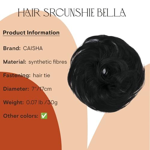 Synthetic Fiber Hairpiece Scrunchie Scrunchy Updo Slightly Wavy black #1 G1B