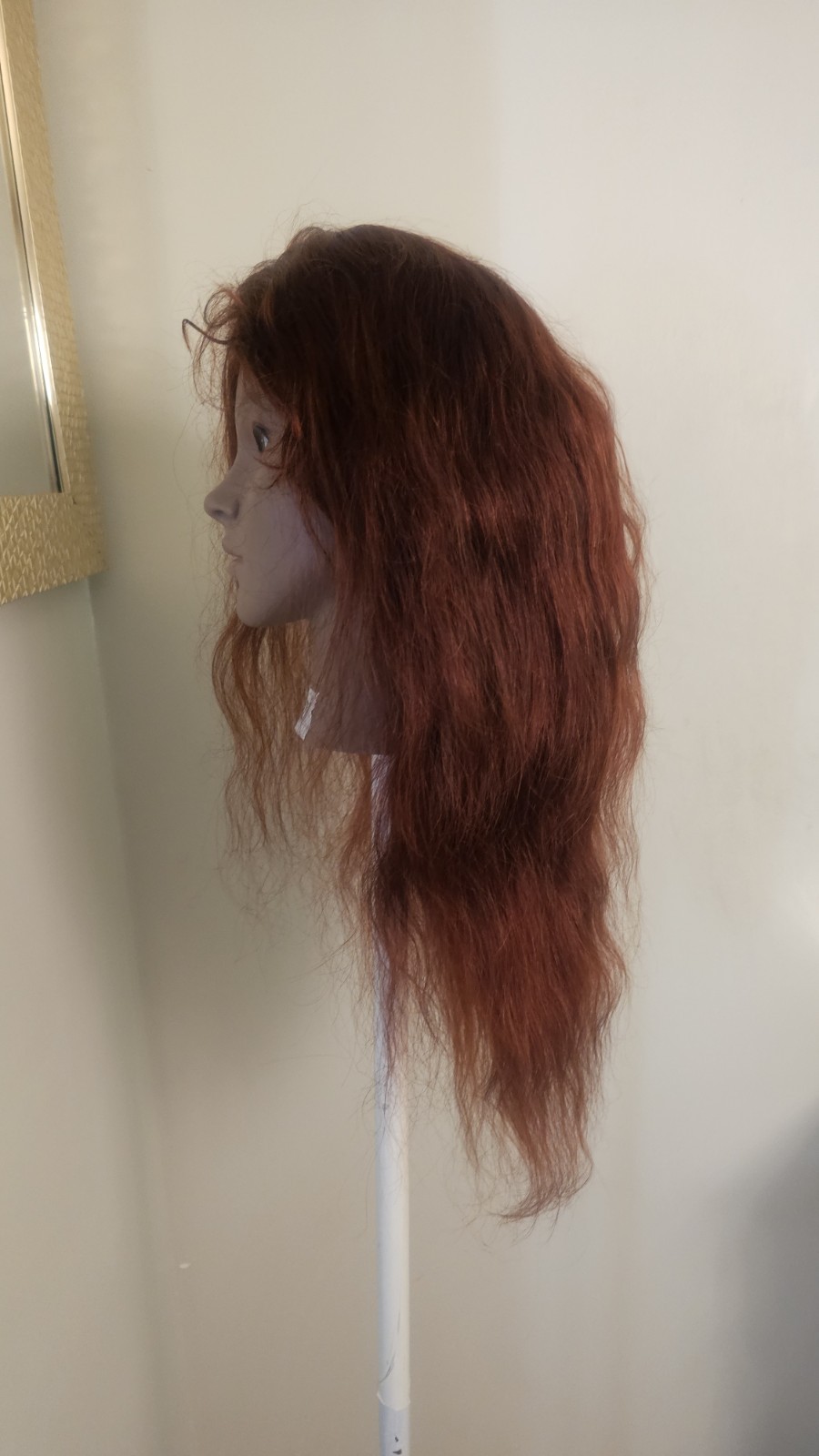High-Quality Regular Top 24″ Copper Red Wavy 150% Virgin Human Hair Lace Wig