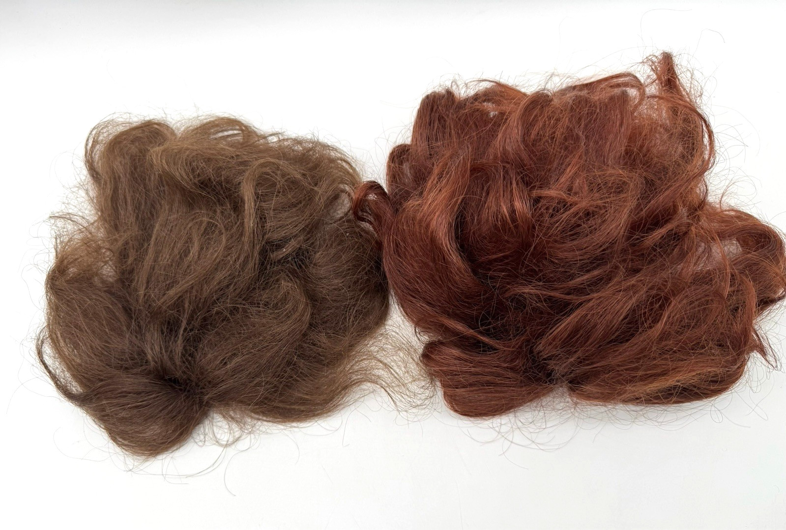 LOT (2) Vintage 100% Human Hair Hair Piece Wiglets Brown & Red Made in Korea
