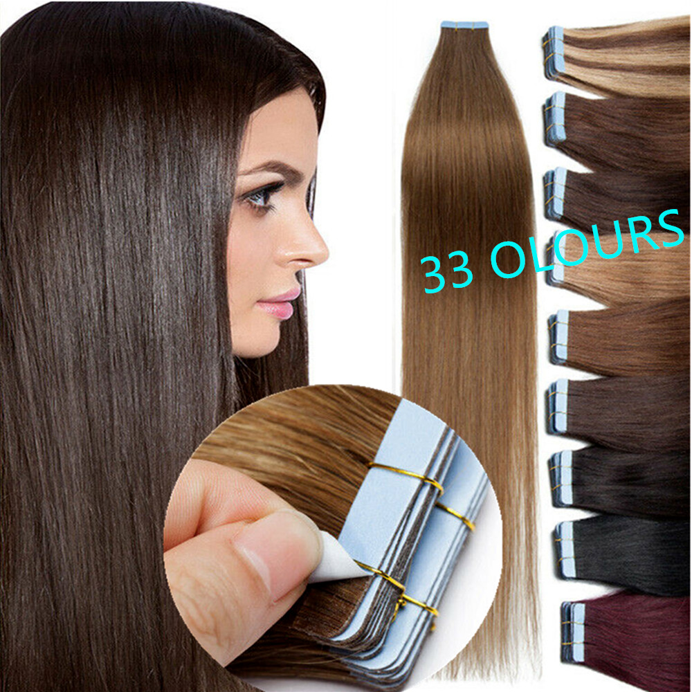 Tape in 100% Real Remy Human Hair Extensions Invisible Tape Skin Weft Hair Thick