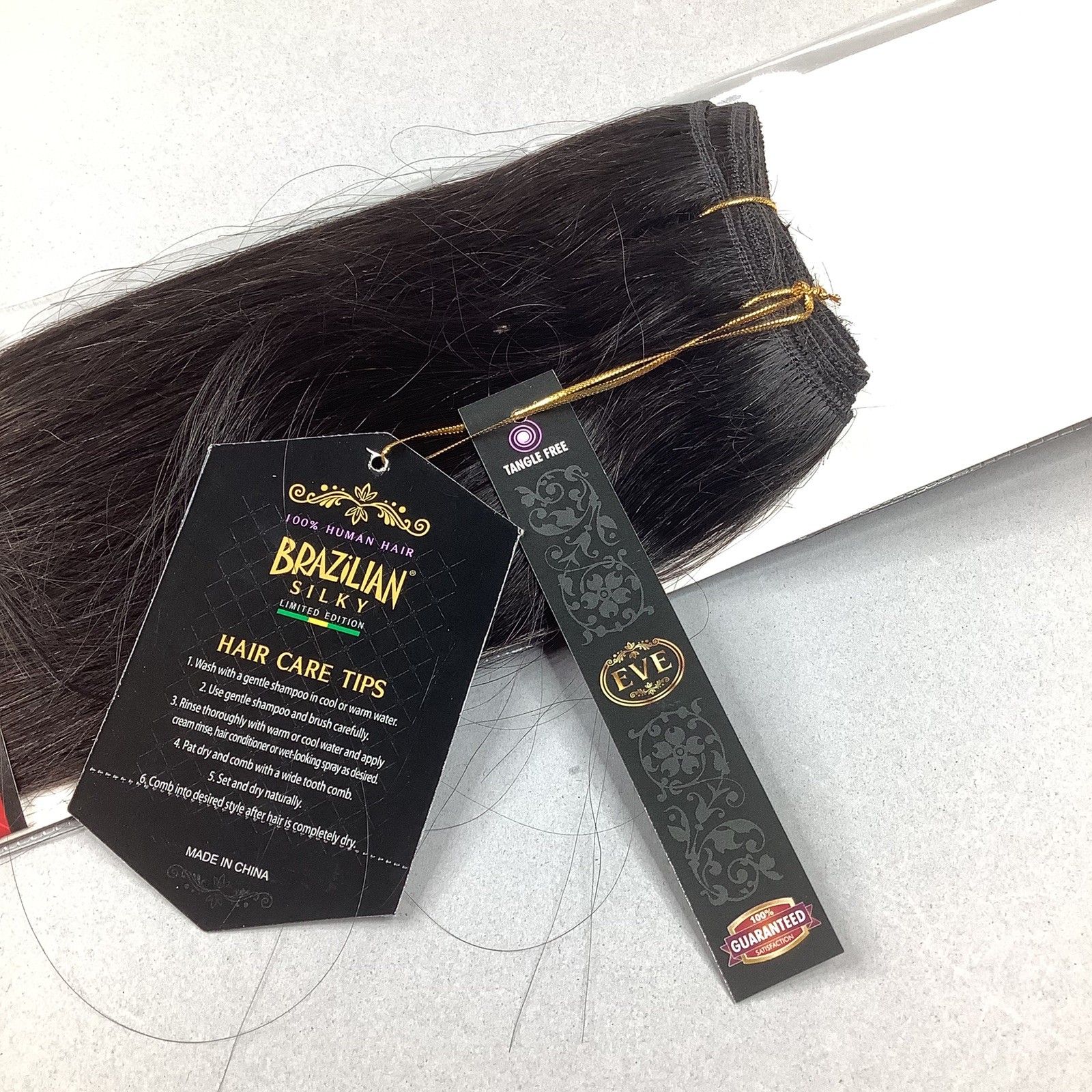 18” #1B Off Black Brazilian Silky Straight 100% Human Hair Extensions