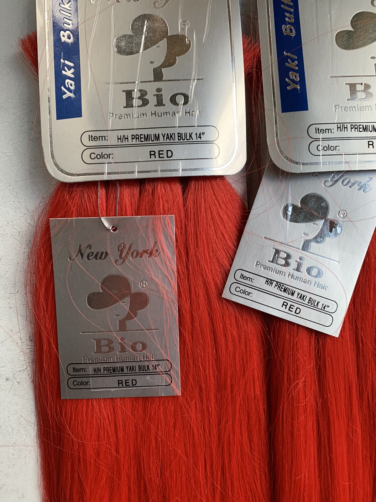 Human Hair Braiding Hair by Bio, Yaki Hair, 16″ Long, 2-Pack Bundle, Bright Red!