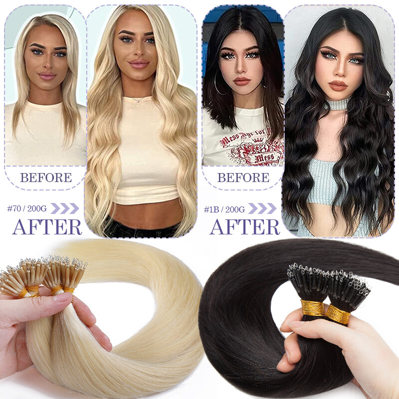 Nano Ring Micro Loop Beads Real Remy Human Hair Extensions Thick Russian 1g/s