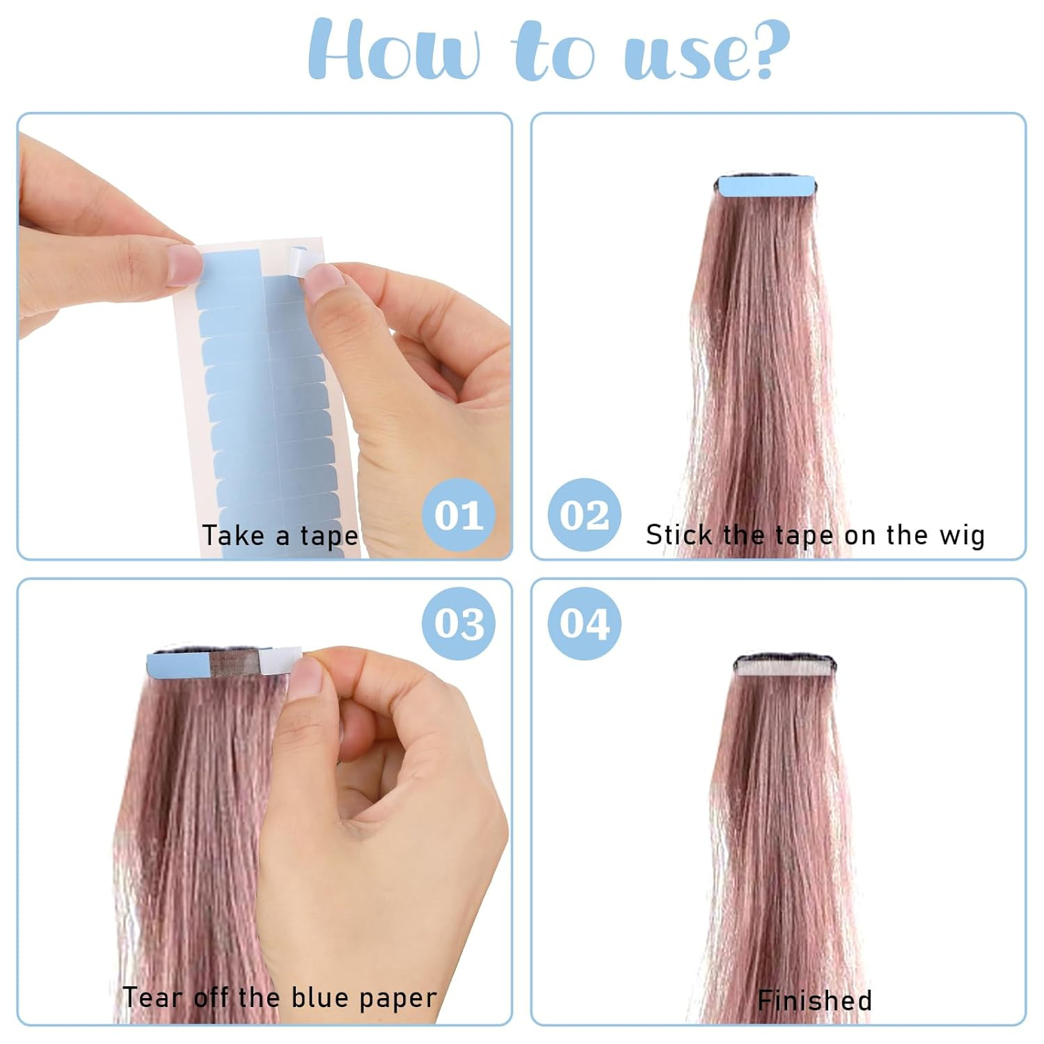 120Pcs Adhesive Replacement Tape for Hair,Hair Extension Tape,Extensions Invisib