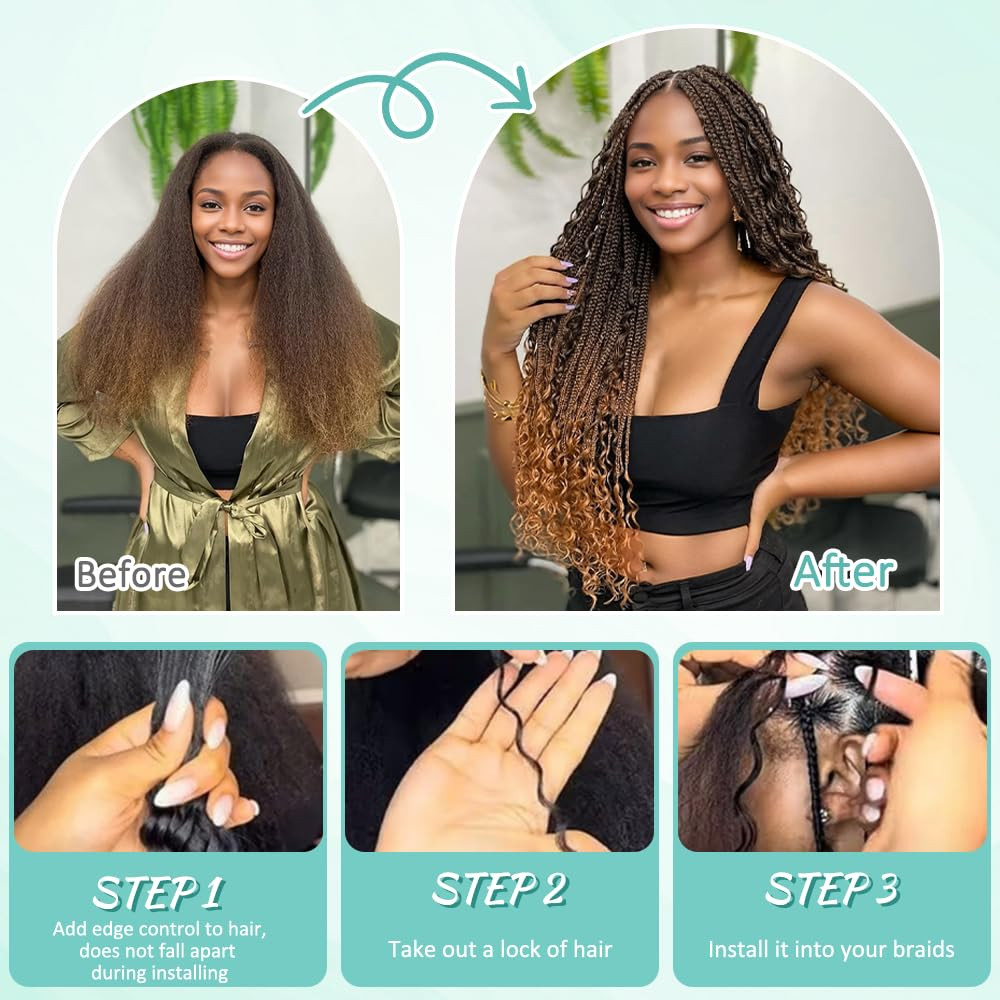 Human Braiding Hair for Boho Braids T30 150G 6 Bundles/Pack 18 Inch Deep Wave Bu