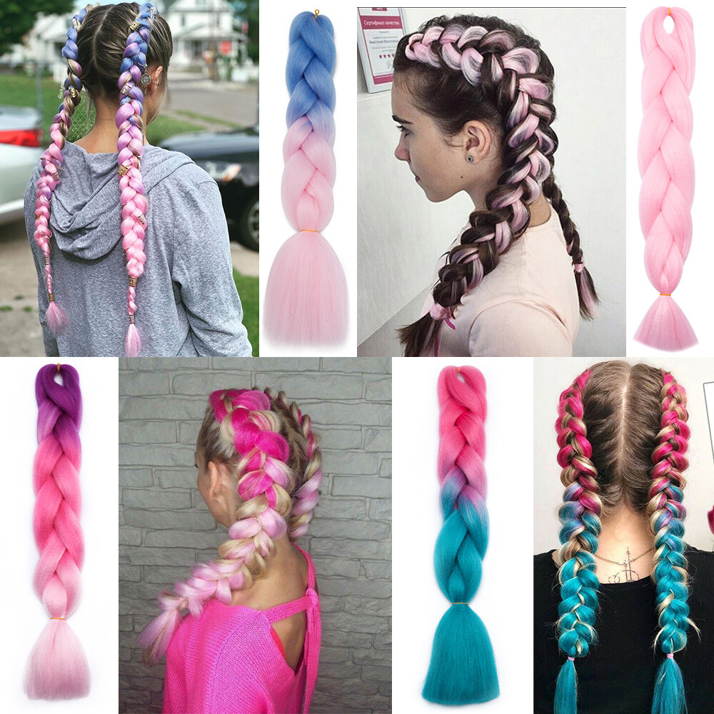 US 24″ Braiding Ombre Afo Jumbo Braids Hair Extension Synthetic For Woman Brown