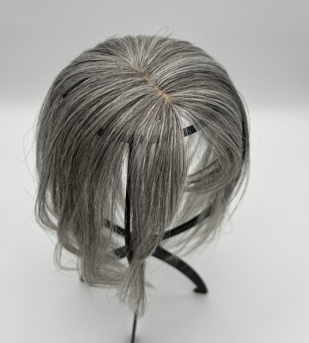 Light Gray Black Strands 10in 100% Human Women Hair Topper
