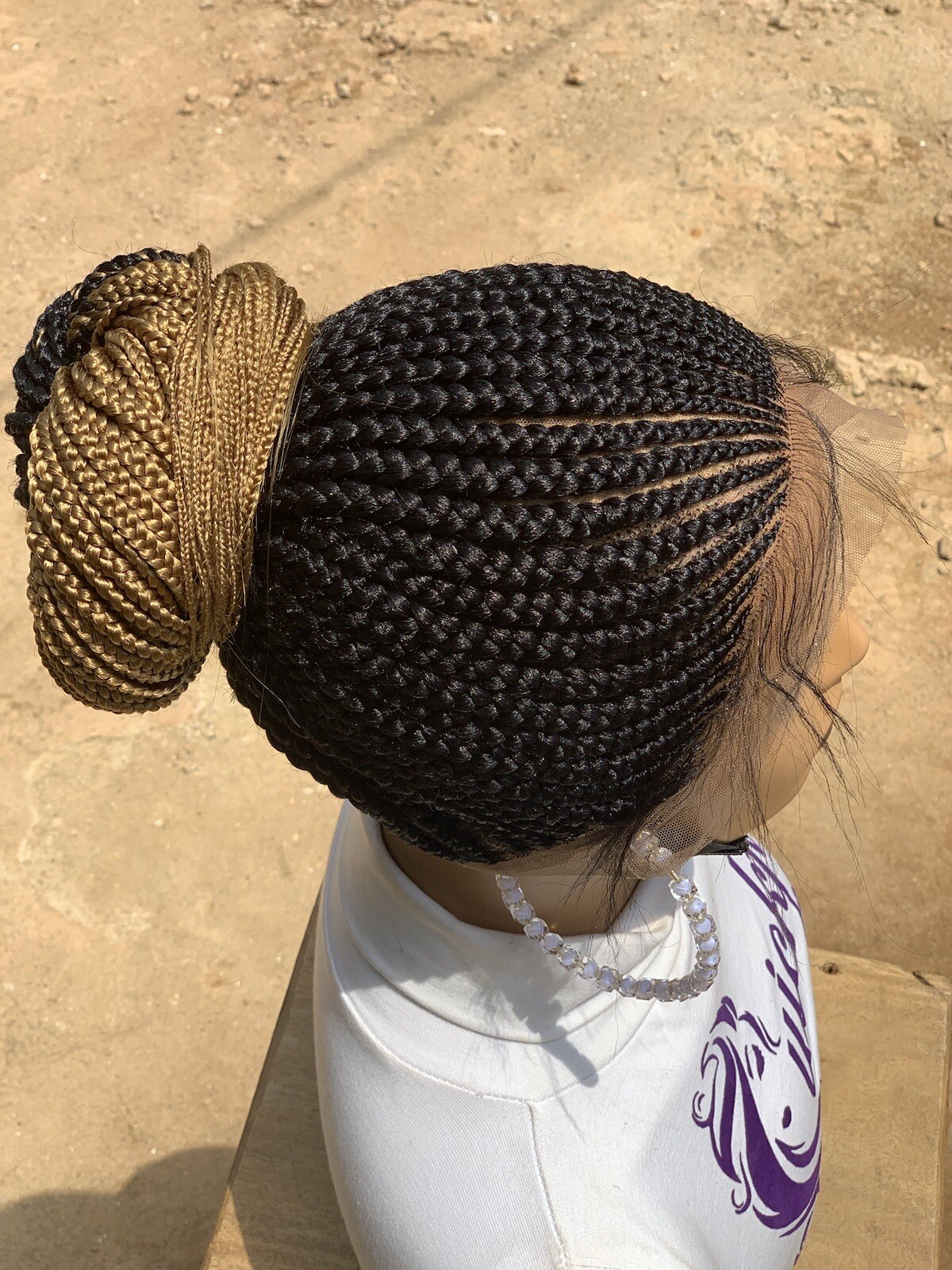 Updo Braids, Wig For Black Women, Ponytail Box Braids, Human Hair, Synthetic