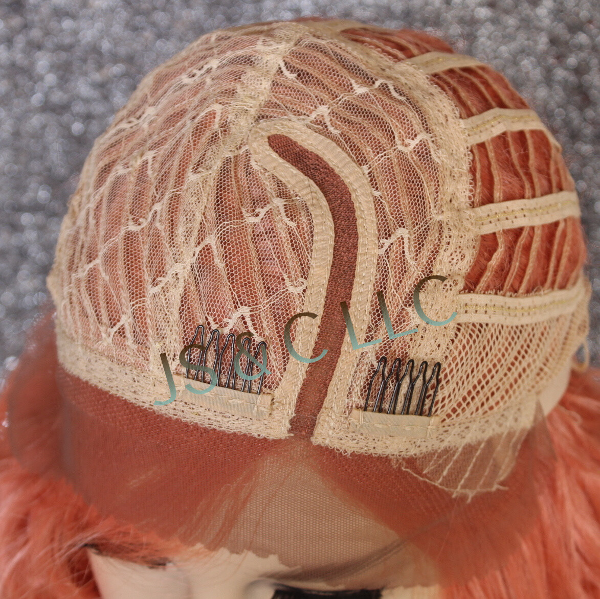 Human Hair blend Heat OK Full Lace Front Wig Wavy Layered FCFN Dk Peach