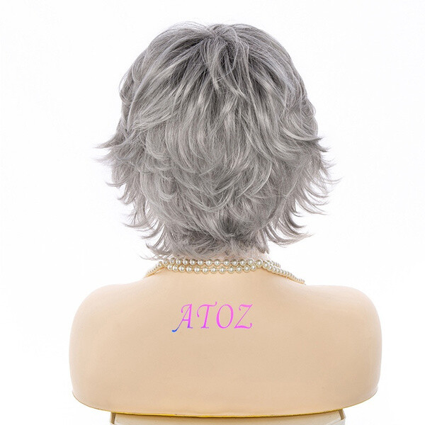 Women Short Gray Wigs Ombre Grey Hair Pixie Cut Wigs for Daily Wear Natural Wigs