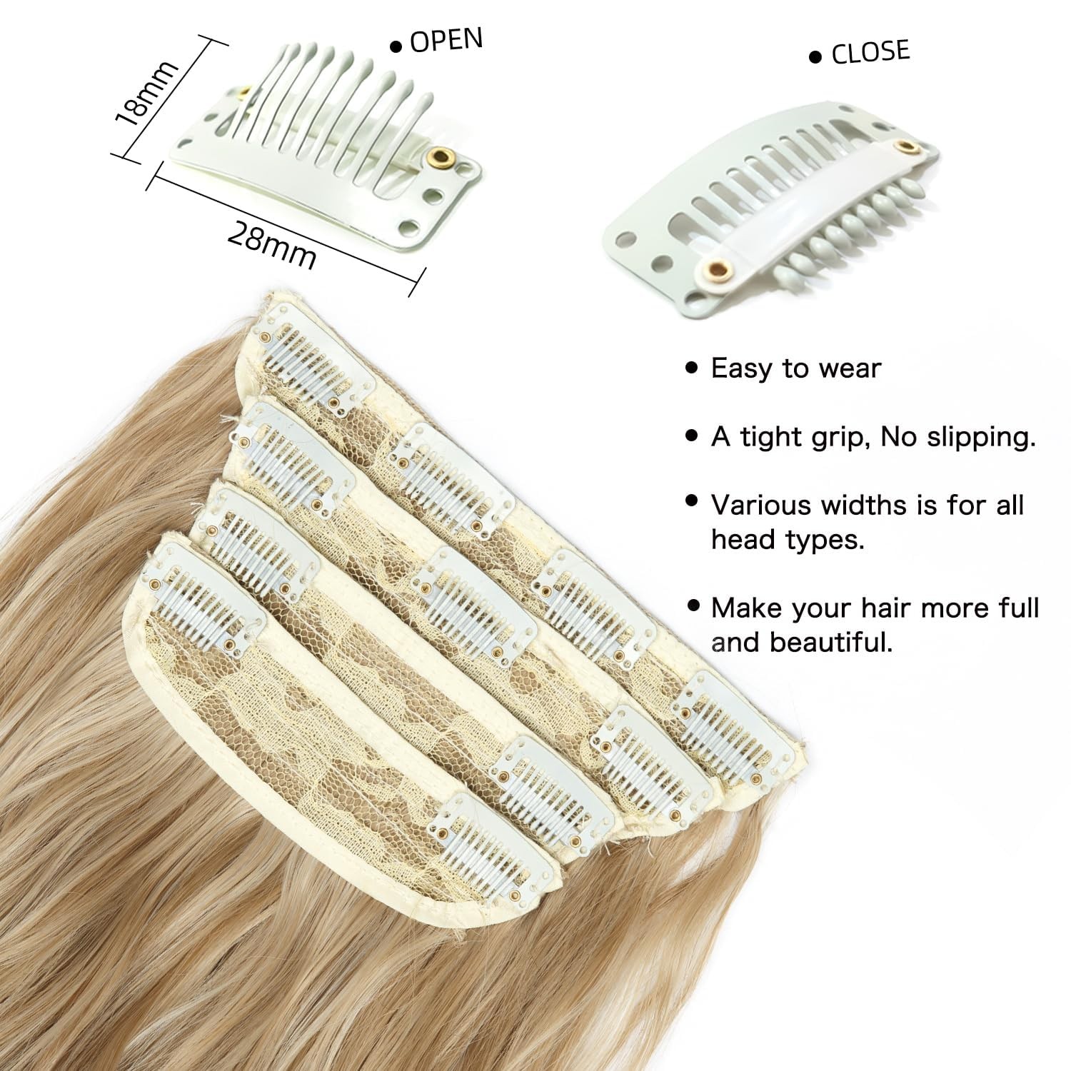 20 Inches Blonde Hair Extensions Clip ins, 4Pcs Curly Synthetic Clip in Hair …