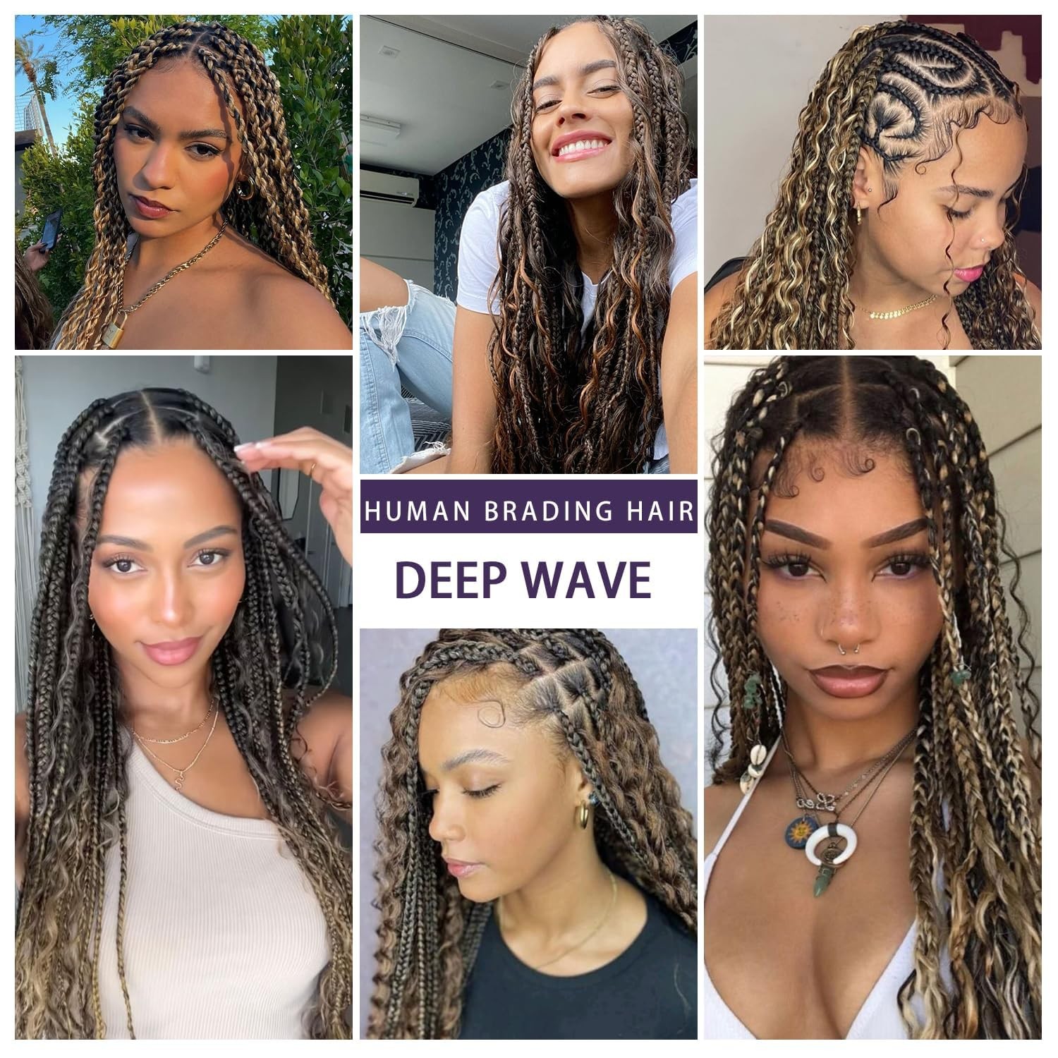 Giginger P4/27 Deep Water Wave Bulk Human Braiding Hair 2 Bundles 50G100G 2