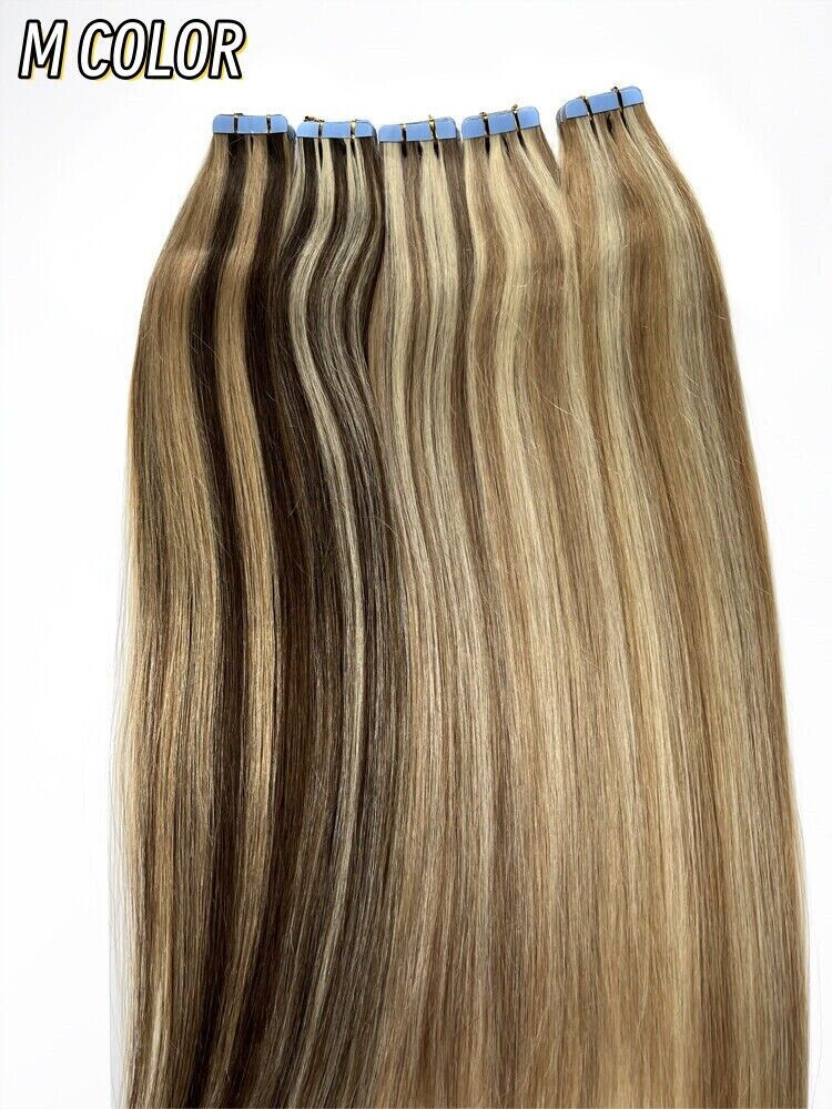 Invisible Tape in Remy Human Hair Extensions Skin Wefts Thick Hair Fashion Color