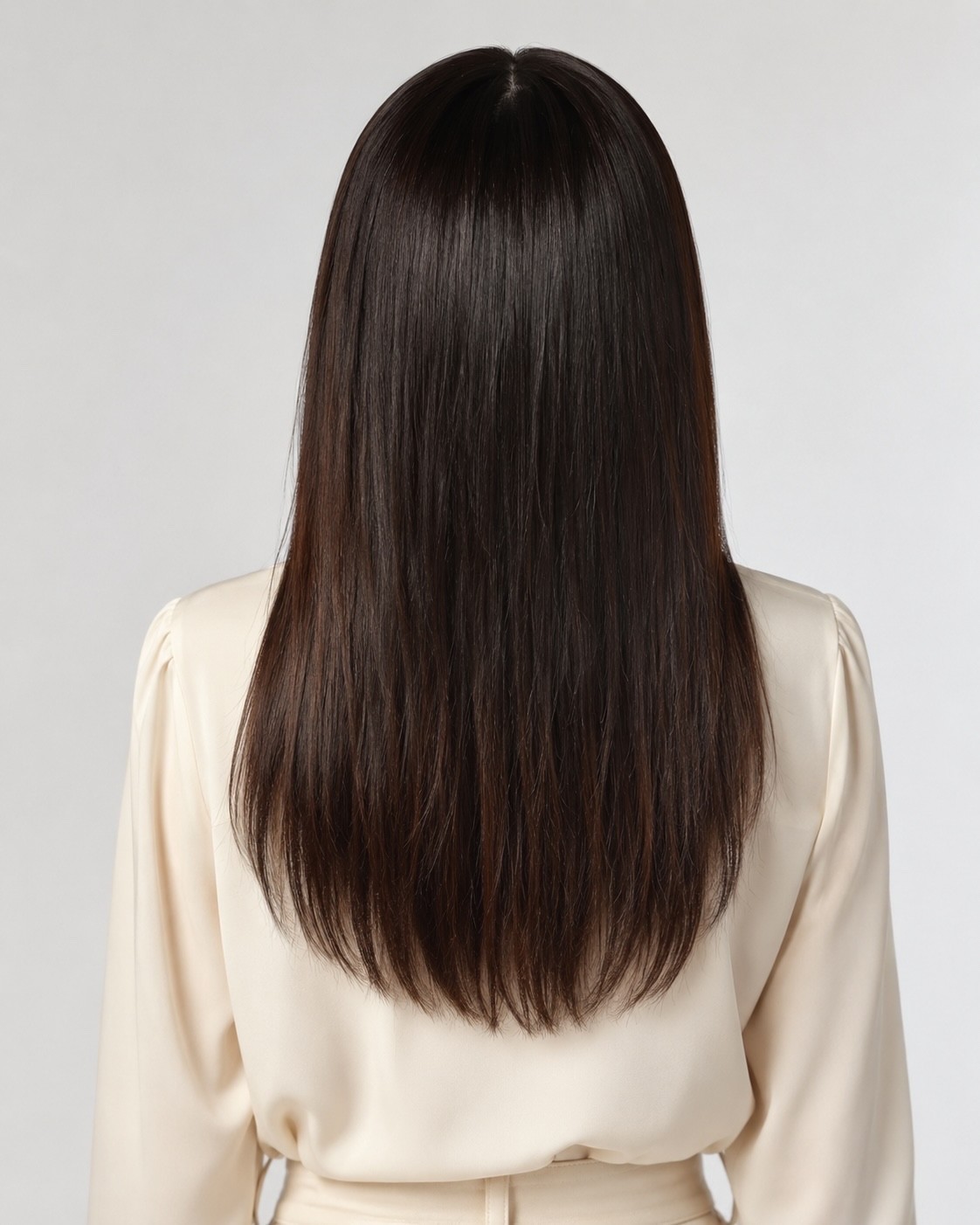 21” HD Lace Front Glueless Human Hair Wig Dark Brown Silk Top 130% European pony