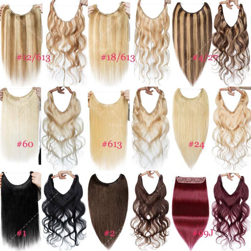 Secret Wire In 100% REAL Human Hair Extensions Hidden 120G Wrap On Band Ombre