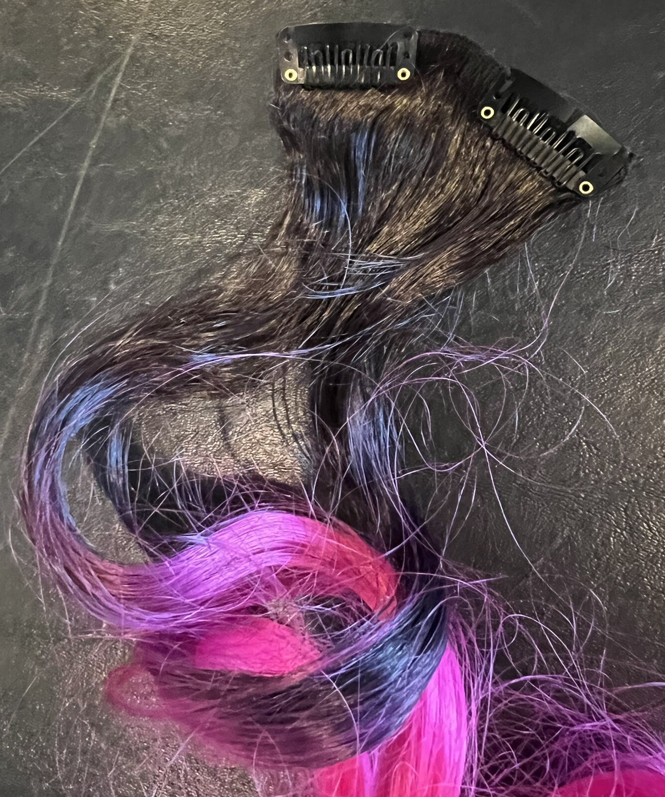 Hot Pink & Black Hair Extensions Pre Owned