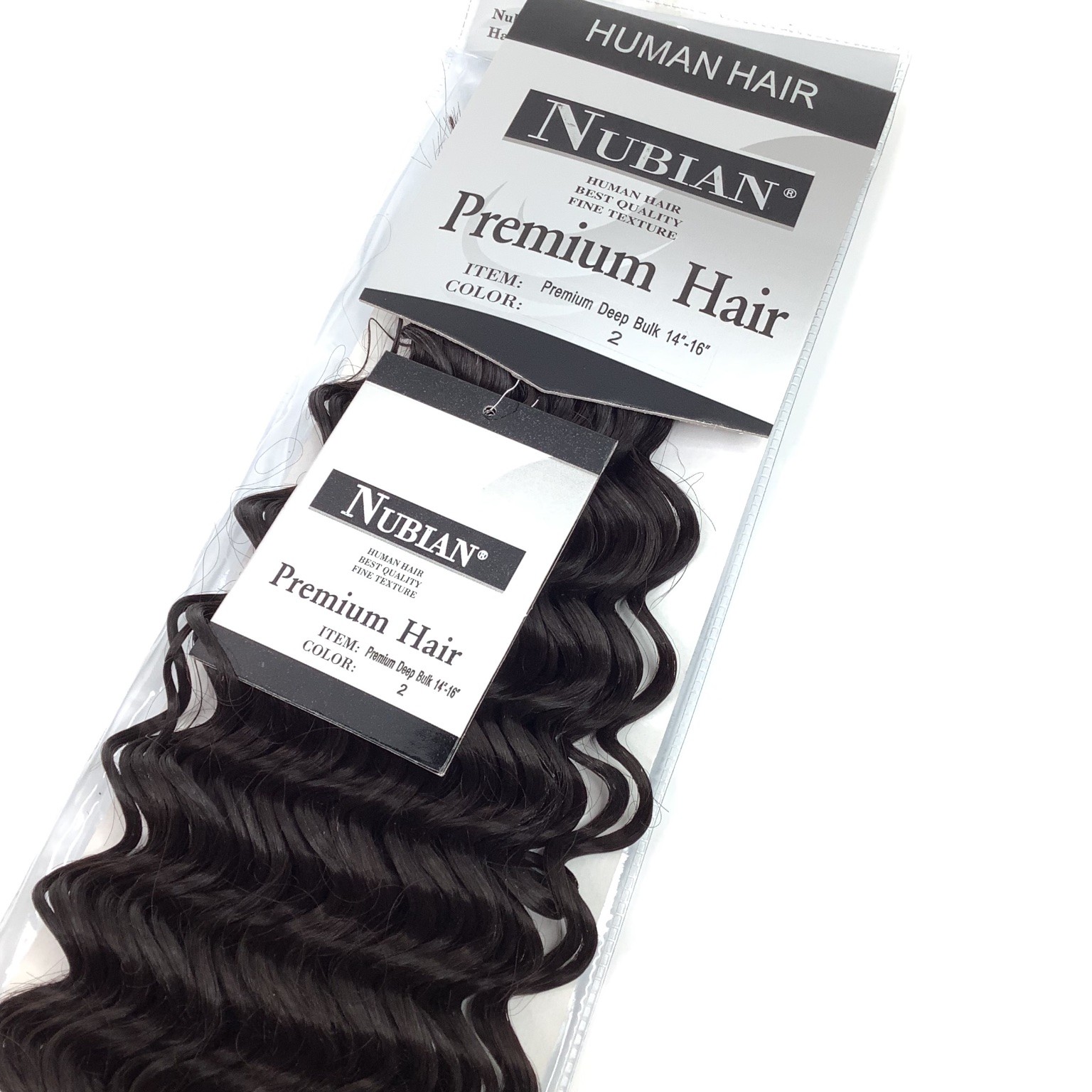Nubian Premium Human Hair Extensions Deep Bulk 14″-16″ Color 2 Wavy