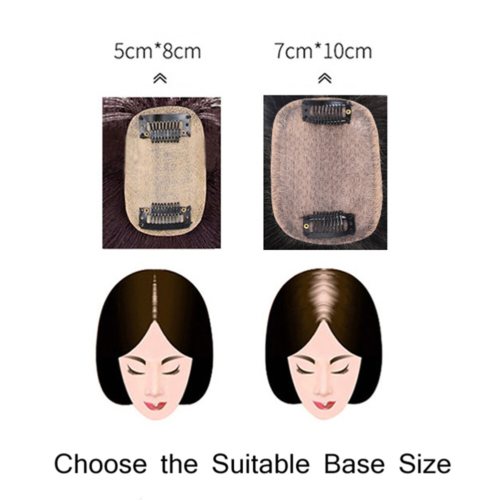 100% Human hair 5*8 Toupee Hair Extension Clip in Topper hair with bangs straigh