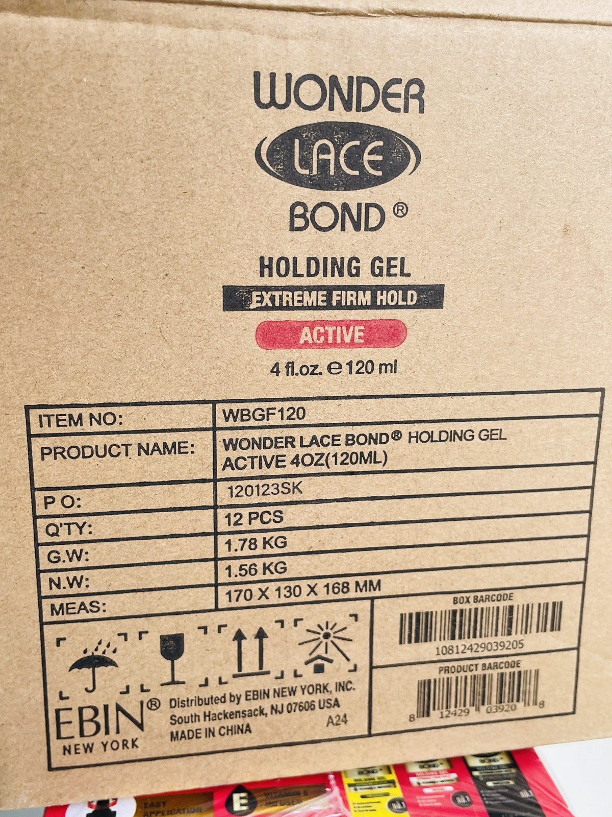 12 Pack EBIN Wonder Lace Bond Wig Holding Gel Extreme Firm Hold Active 4 OZ