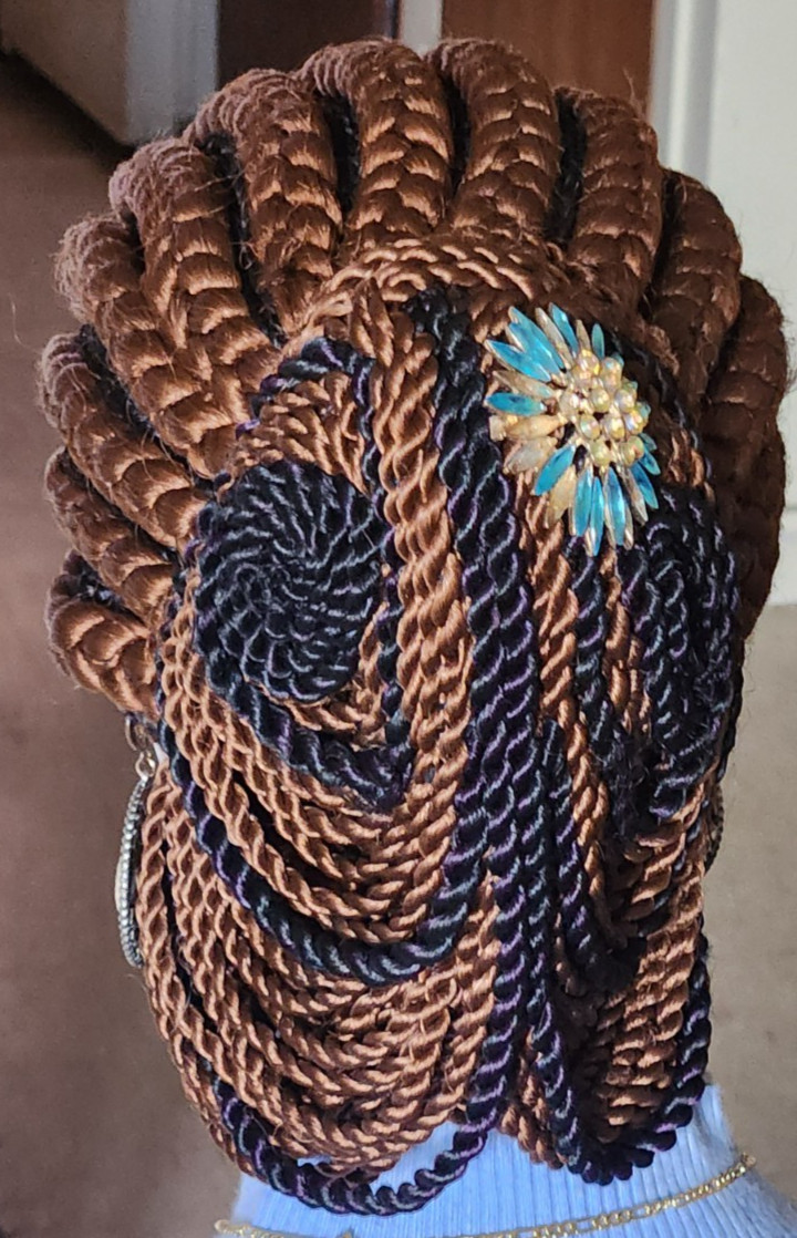handmade braided cornrows wig pony Elephant Dark brown/1B