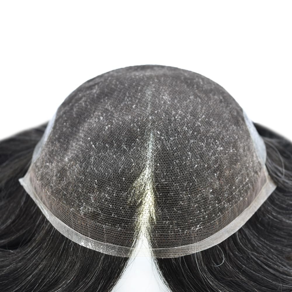 French Lace Front Mens Toupee Poly Skin Hairpieces Human Hair Replacement System
