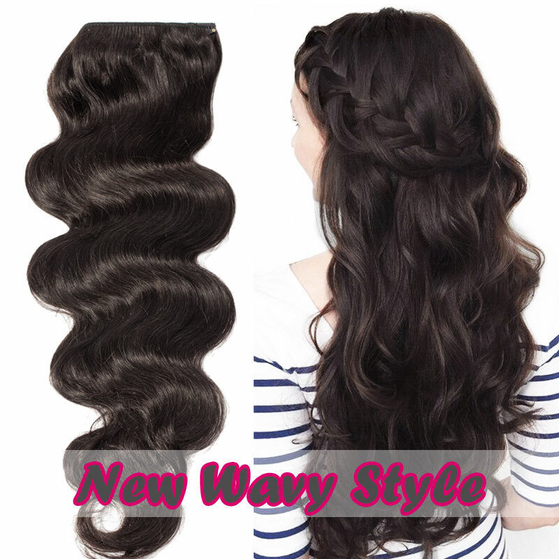 One Piece Thick Real Hair Extensions Clip In Human Hair Weft 3/4 Full Head Soft