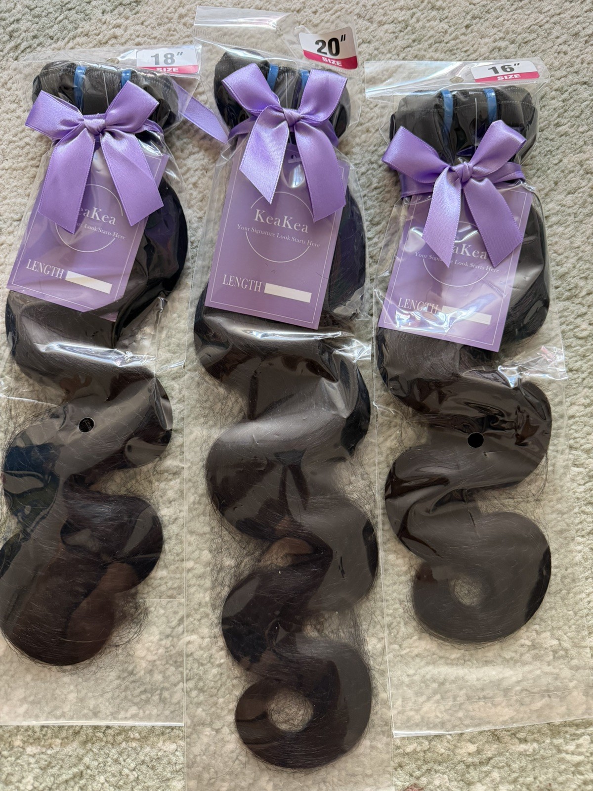 KeaKea Body Wave Human Hair 3 Bundles 16 18 20 Inch Natural Black Remy