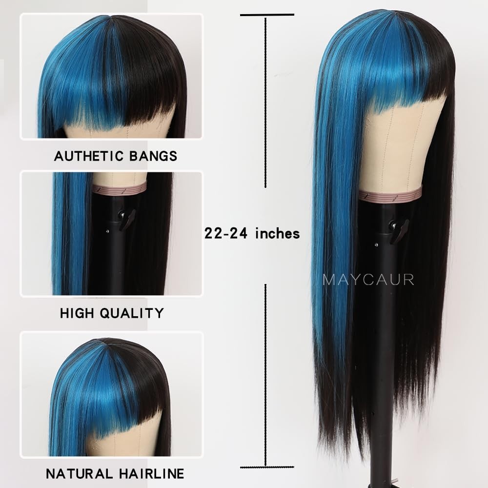 Glueless Black Blue Ombre Wig with Full Density’/