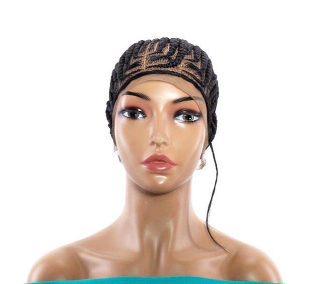 Black Bun Braided Wig. Full Lace with Baby Hair