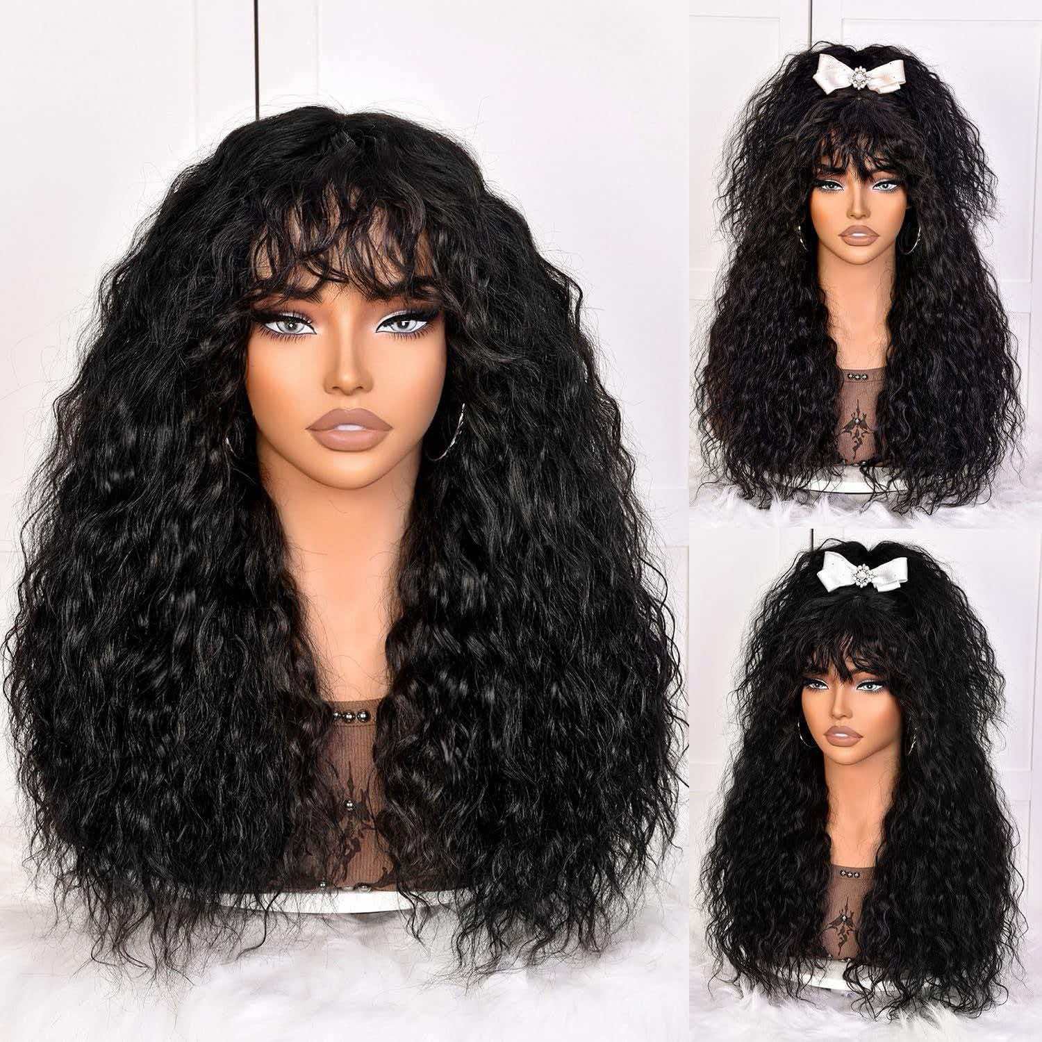 Kinky Curly Afro Wig for Women Black Full Heat Resistant Synthetic Cosplay Party