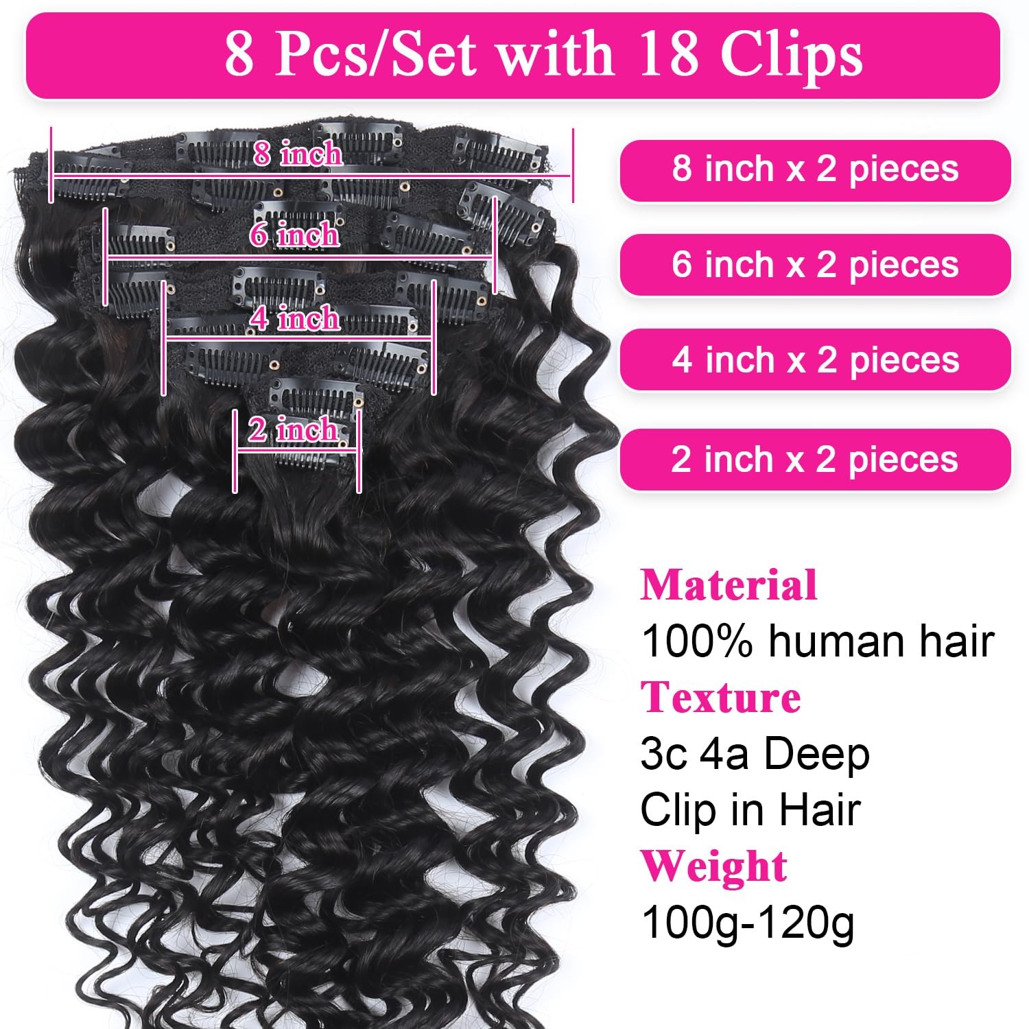 Unipearl Deep Wave Clip In Hair Extensions Real Human Hair 14 Inch Deep Curly