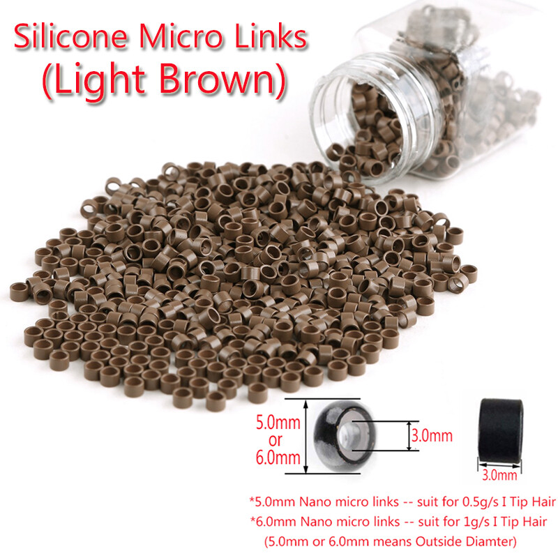 6MM Micro Ring Beads Silicone Bead Link/Lined for Feather I Tip Hair Extensions