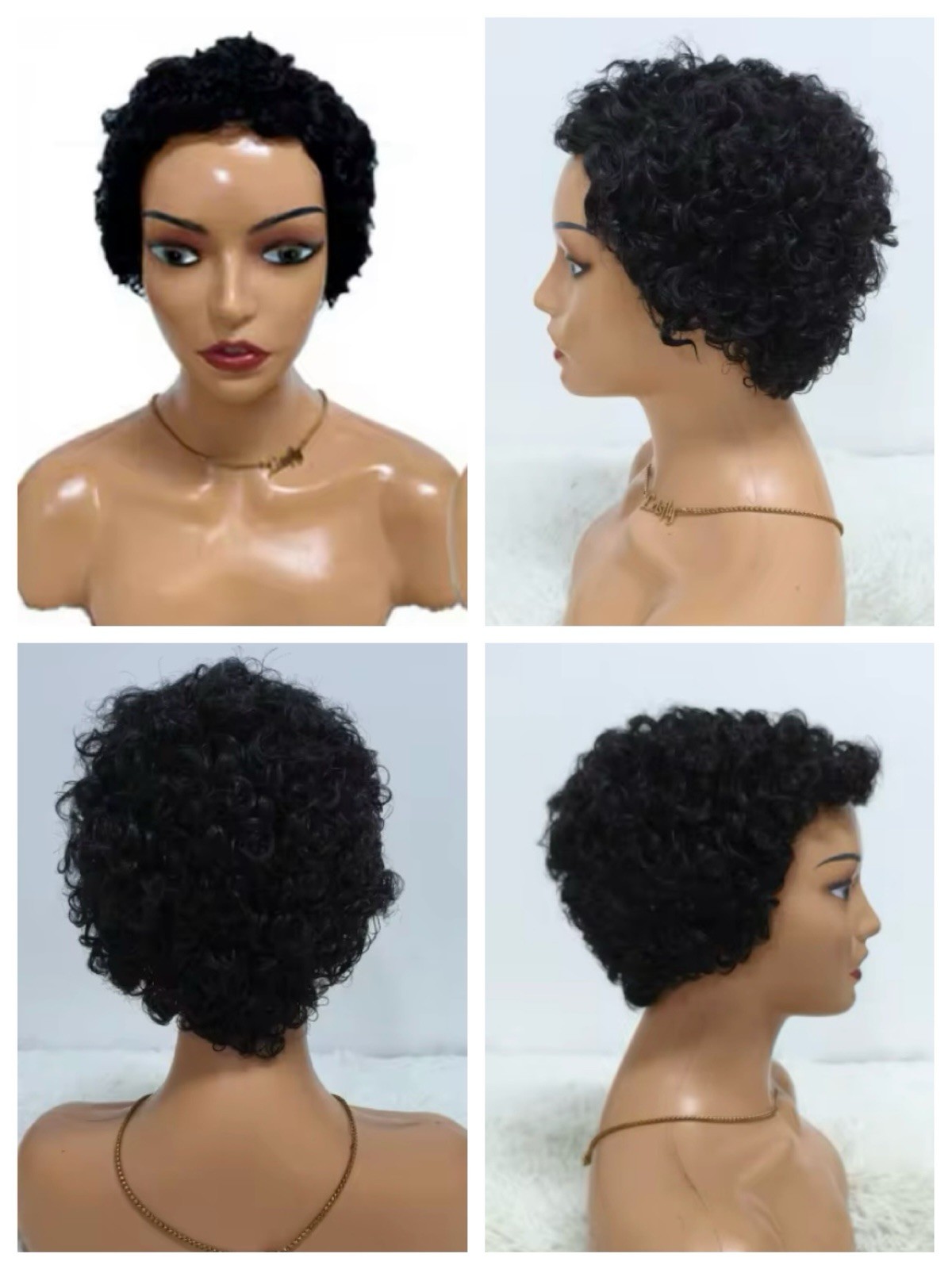Short Curly Black Afro Wig for Women Adult Natural Full Head Hairpiece Fashion