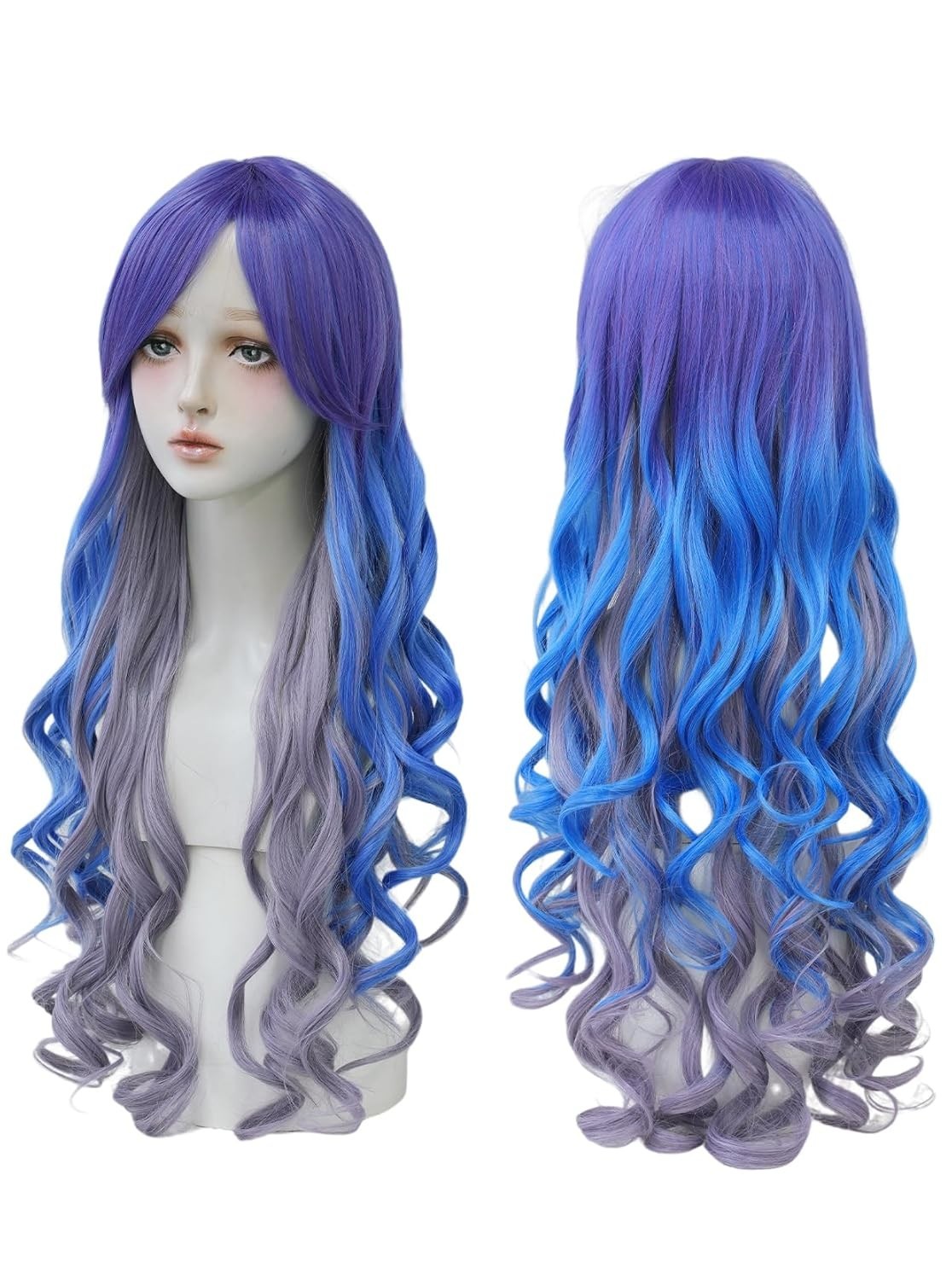 7JHH WIGS Long Wavy Purple to Blue Costume Cosplay Mermaid Wig Halloween Party