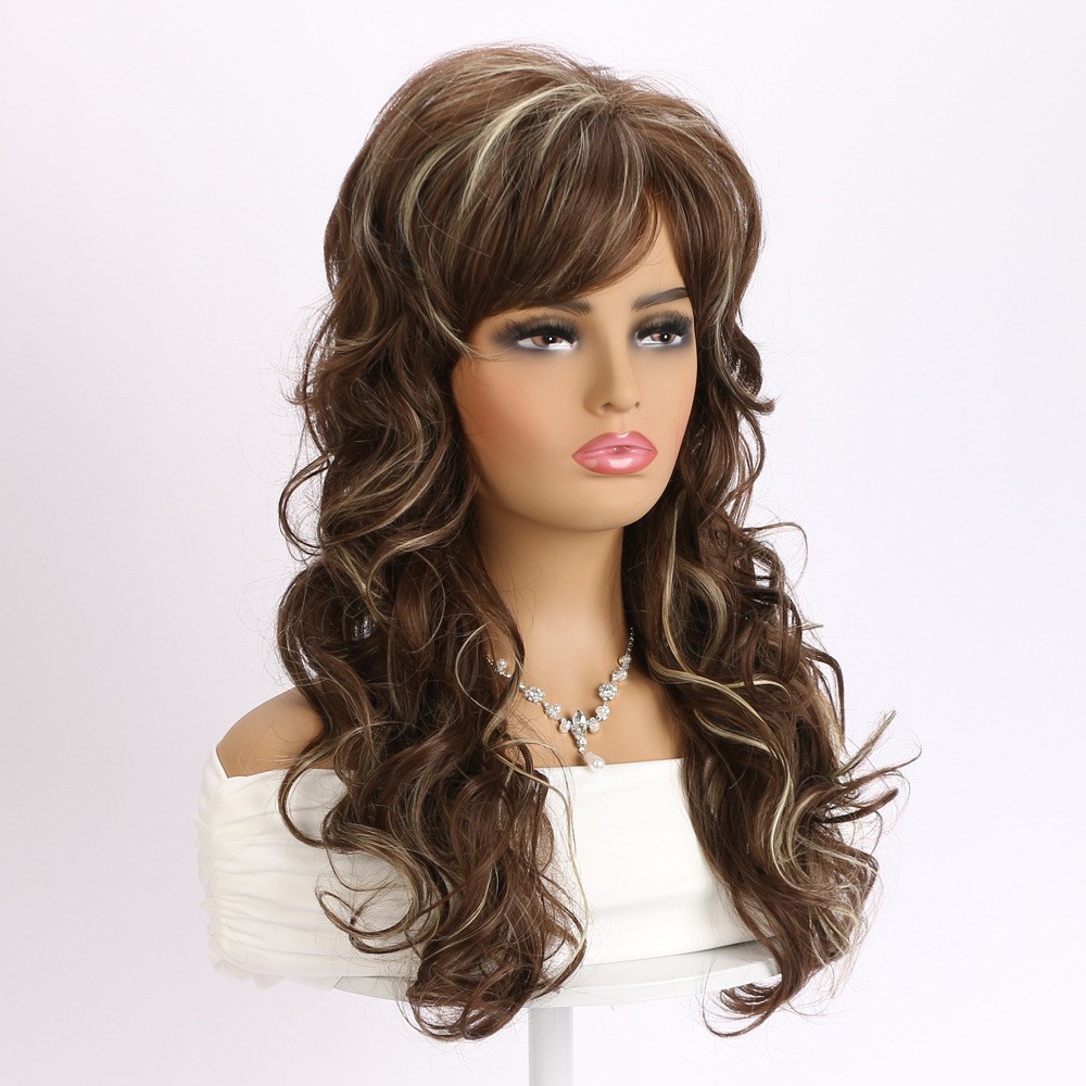 20″ Brown Blonde Long Wavy Wig Heat Resistant Synthetic Women Cosplay Party Wig