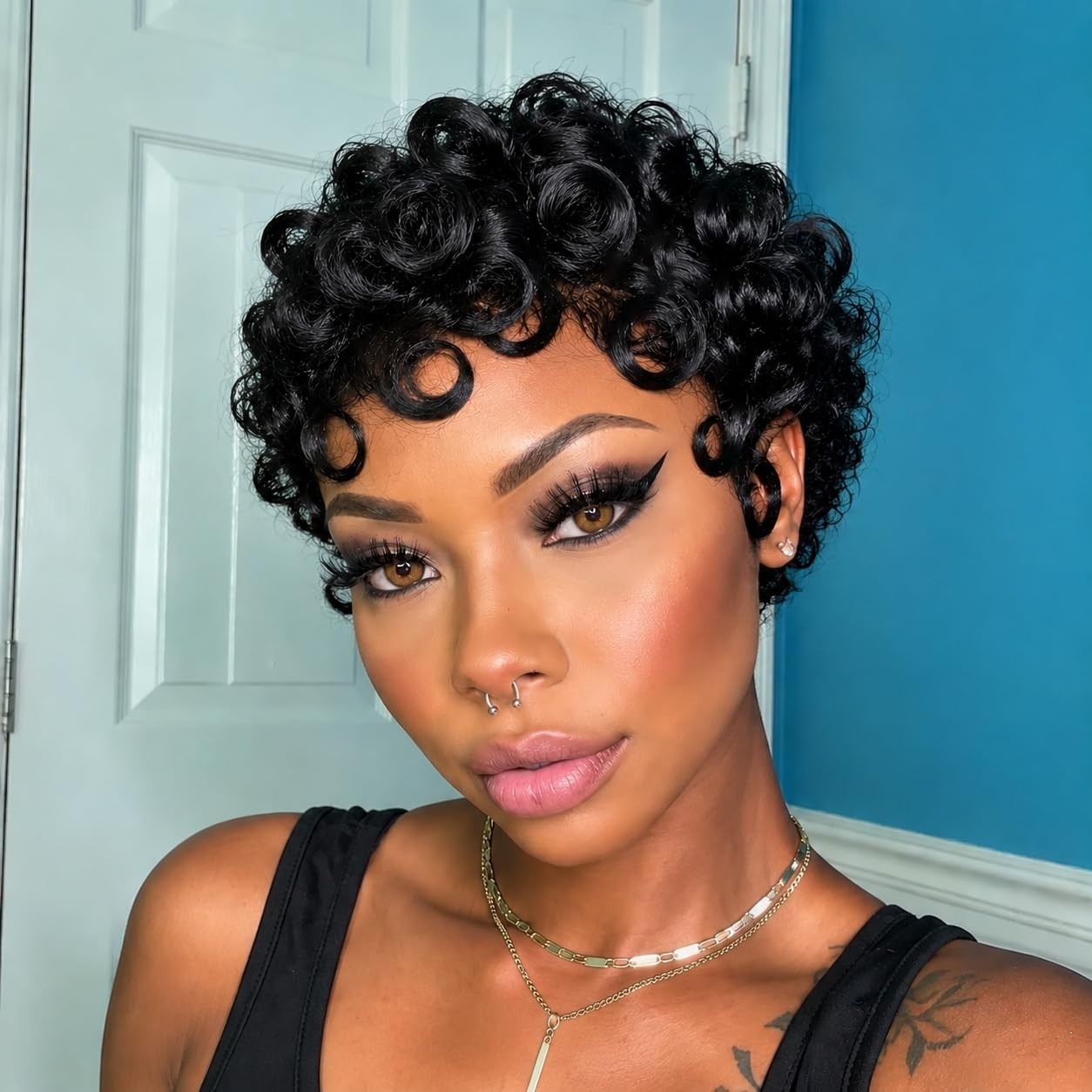 Short Curly Pixie Cut Wig for Women – 6 Inch Human Hair, Glueless, Ready to Wear