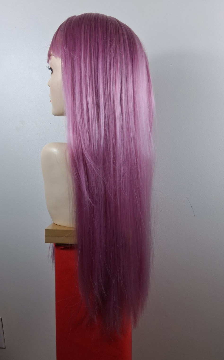 Long Straight wig with Air Bangs High Temperature Synthetic Fiber Heat Resistant