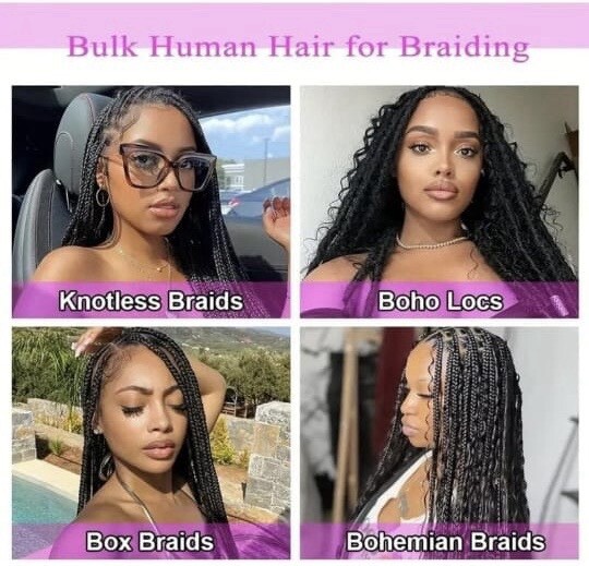 Human Hair For Braiding 100gm 18inch Deep Wave Bulk(2bundles/pack)Reg Price$70