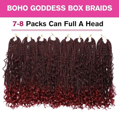 12inch Goddess Box Braids Crochet Hair Boho Box-Braids 12 Inch(Pack of 8) TBUG