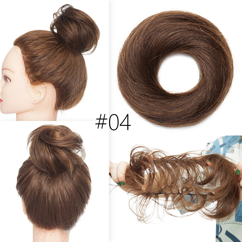 Ponytail Scrunchie 100% Remy Human Hair Piece Hairpiece Chignon Updo Elastic Bun