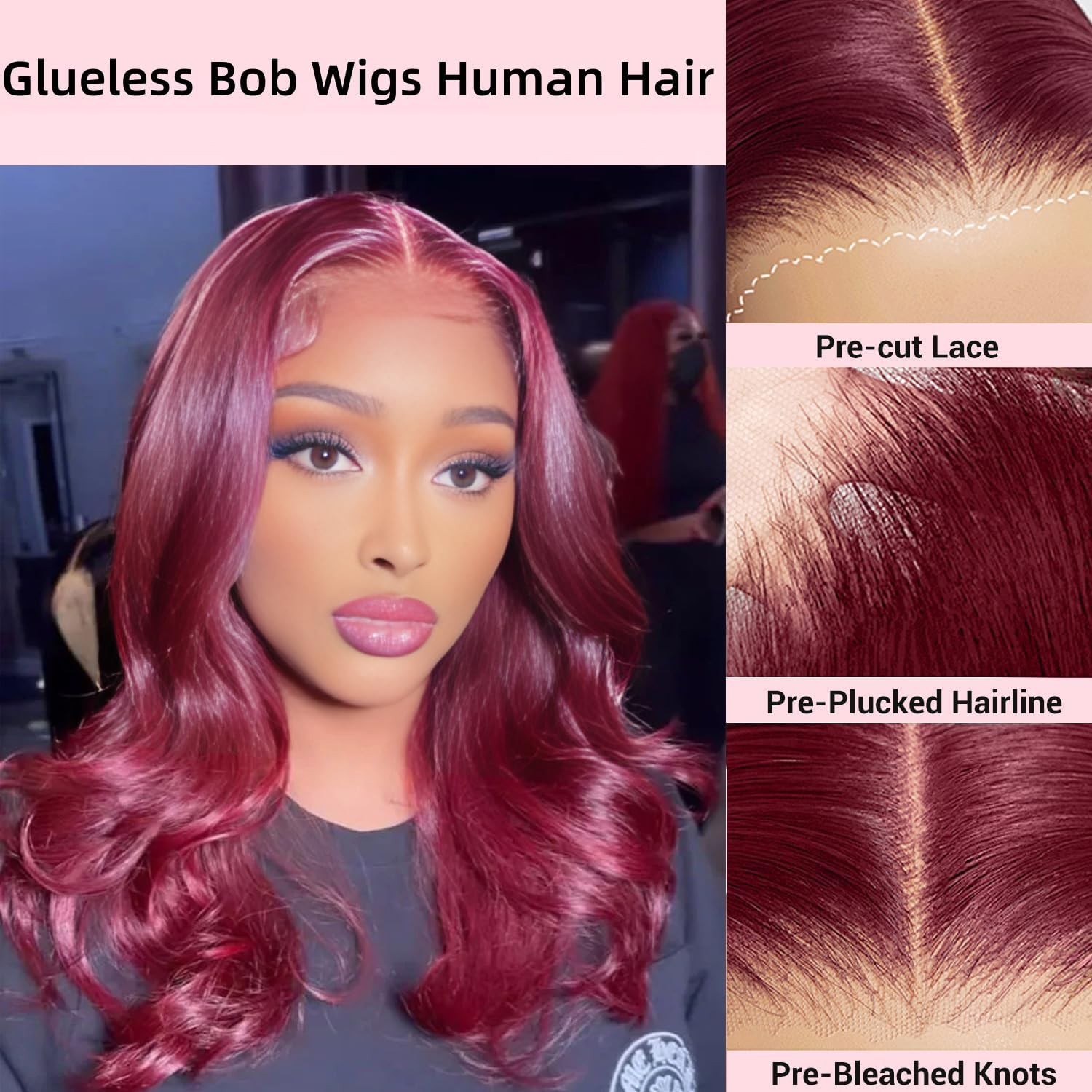 Dolly Pretty 18 Inch 13X6 99J Burgundy Wig Human Hair 200 Density Hd Body Wave