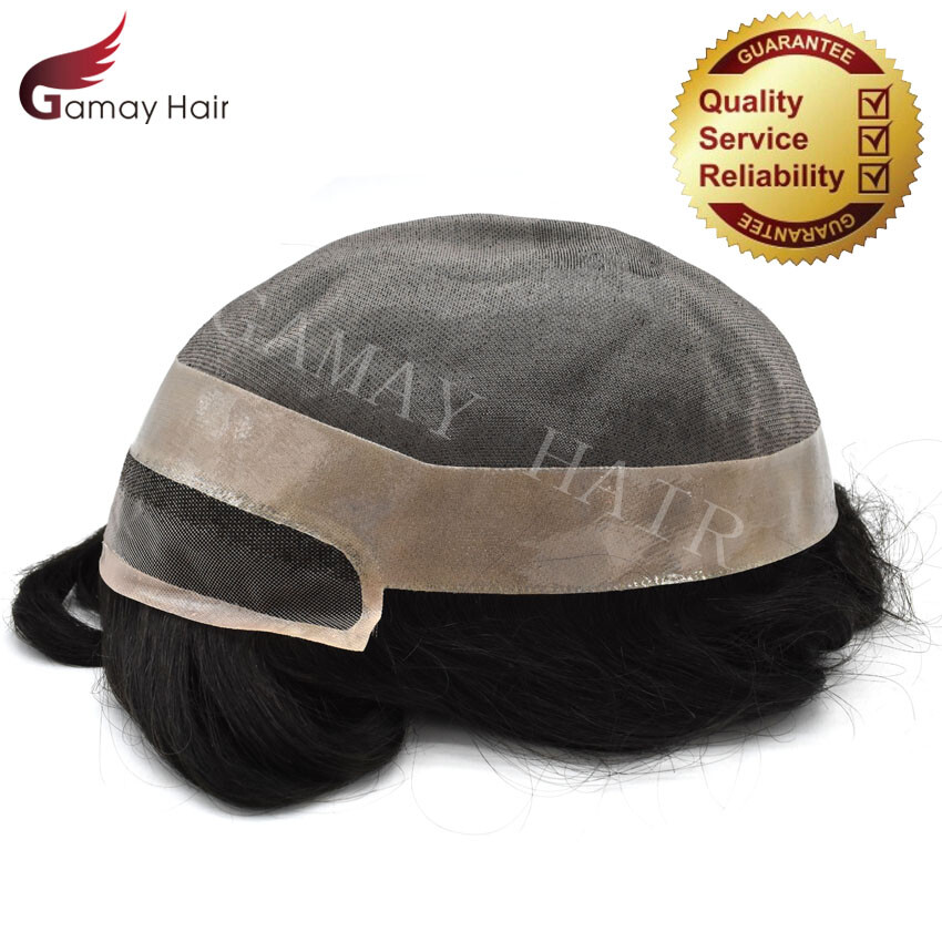 Mens Toupee Fine Mono Welded Mono Lace 100% Human Hairpiece for Men Wig P1-3-5