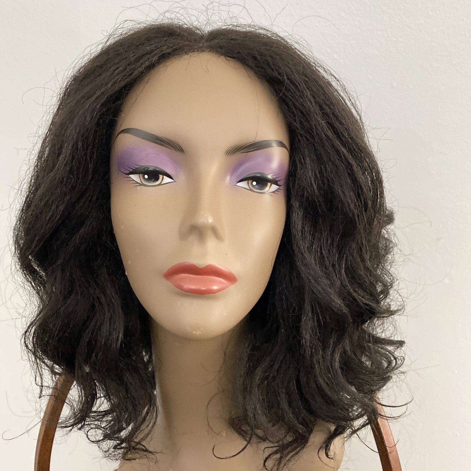 Black Synthetic Lace Part, Combs Adjustable Straps Full Not Worn