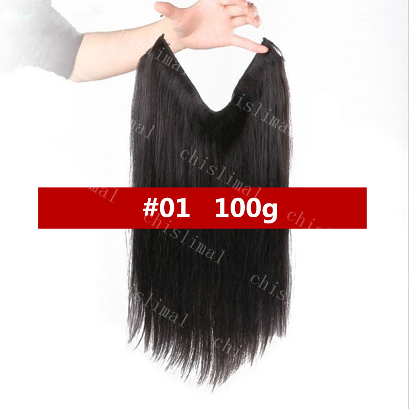 12-26inch 100G Handmade Human Hair Invisible Wire good Handband Hair Extensions