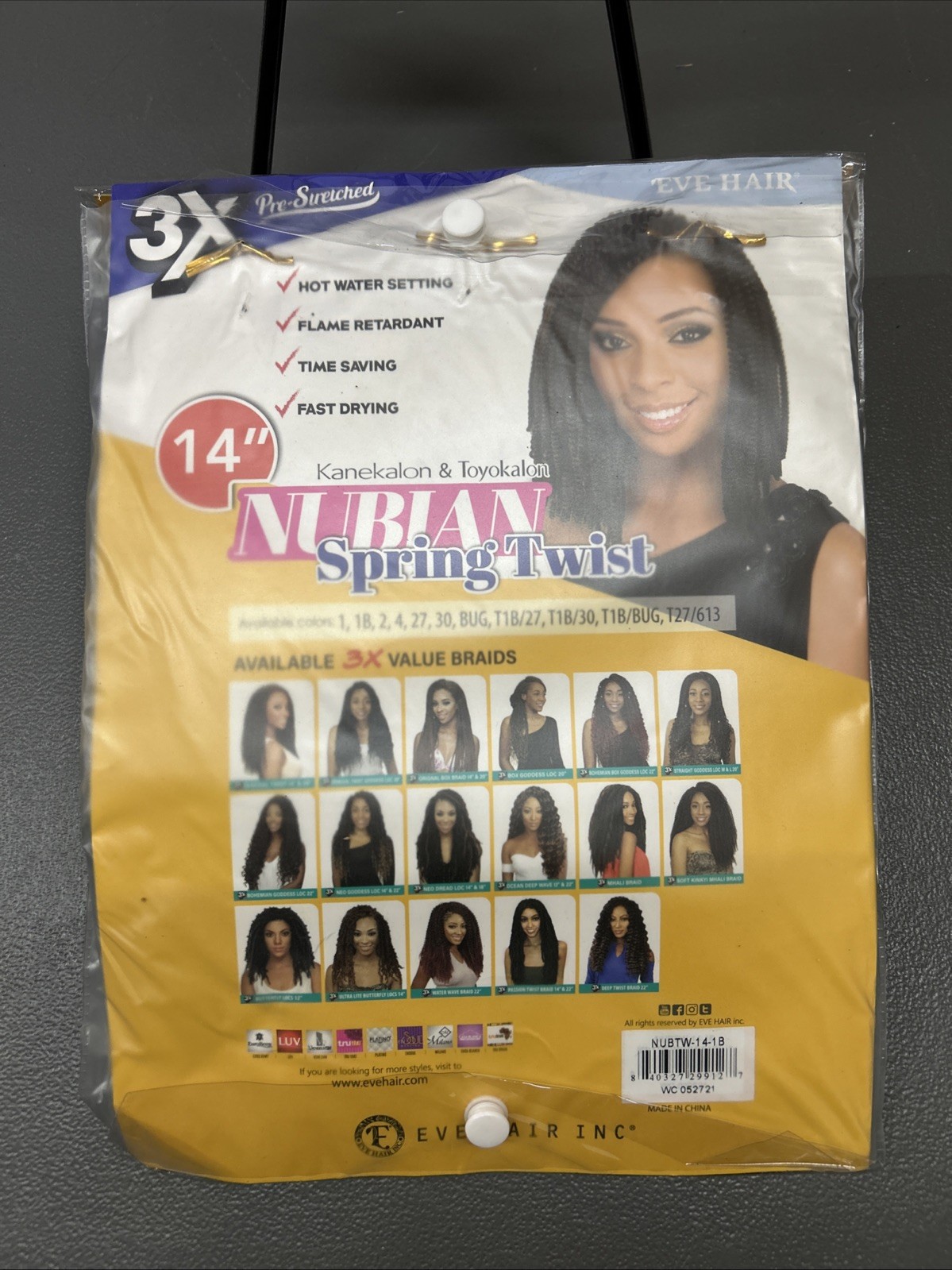 3x NUBIAN TWIST SPRING TWIST BRAIDING CURLY HAIR 1B 14”